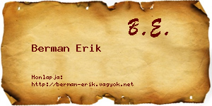 Berman Erik névjegykártya